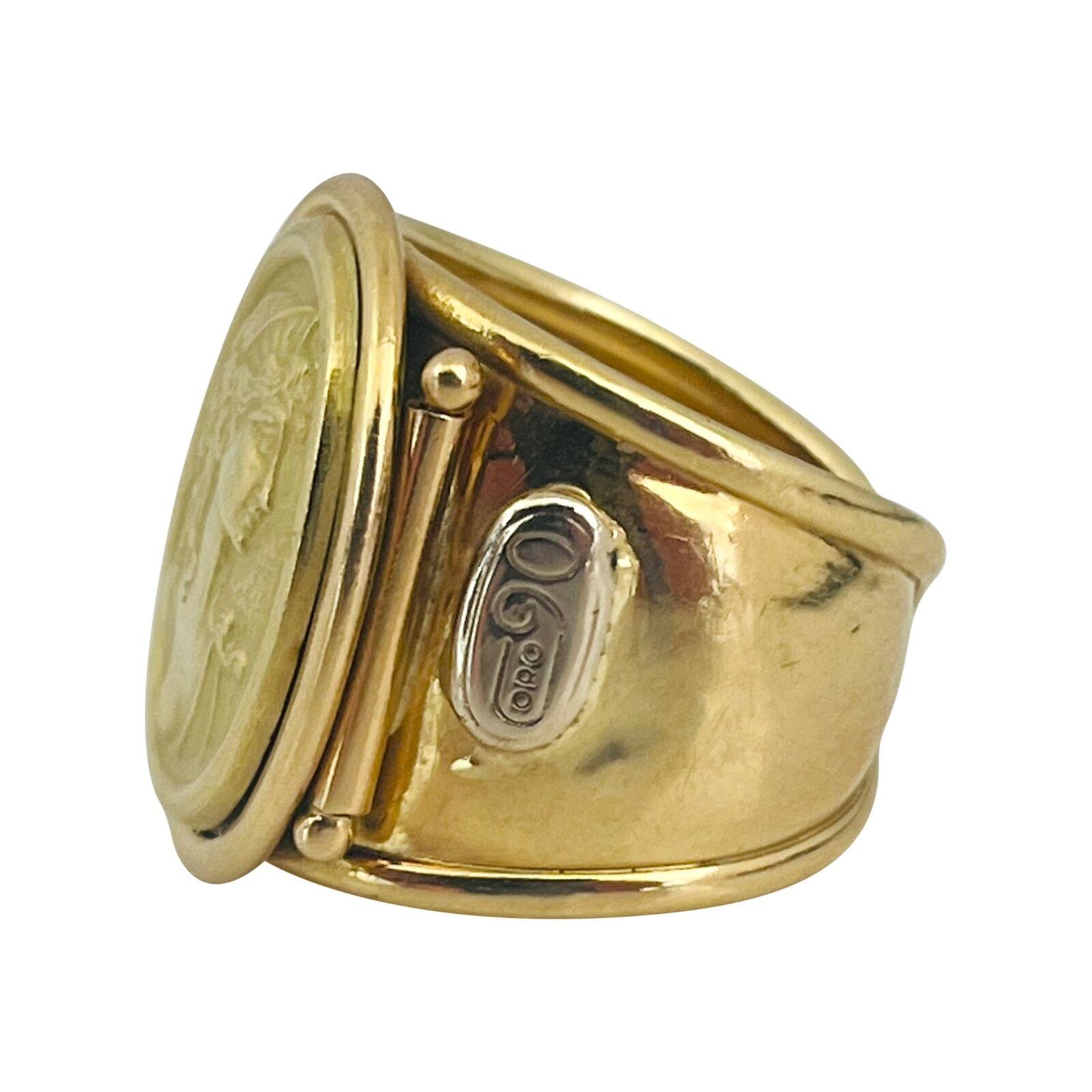 Zigarrenring aus 18 Karat Gelbgold mit gehämmertem Kamee, Italien für Damen oder Herren