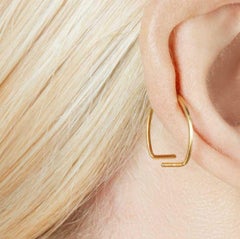 18-Karat Yellow Gold Forging Line Swing Fine Earrings