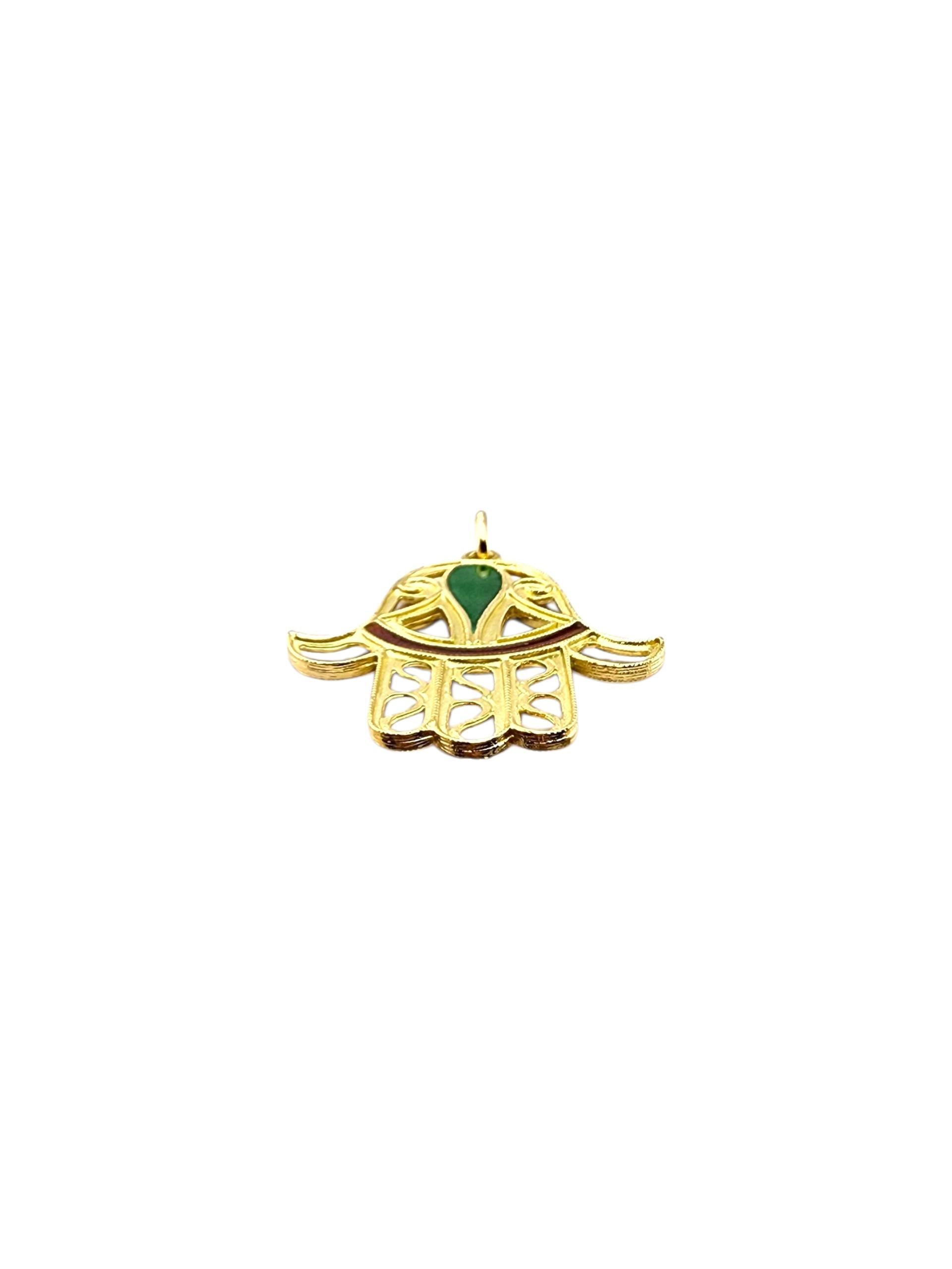 Donna Ciondolo Hamsa Mano di Fatima in oro giallo 18 carati #23048 in vendita