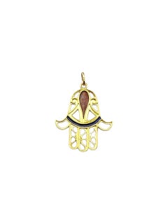 Ciondolo Hamsa Mano di Fatima in oro giallo 18 carati #23048