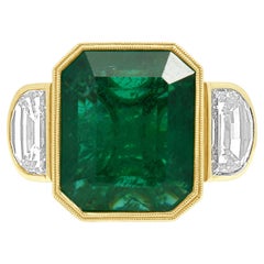 18 Karat Yellow Gold Hana Emerald & Diamond Ring