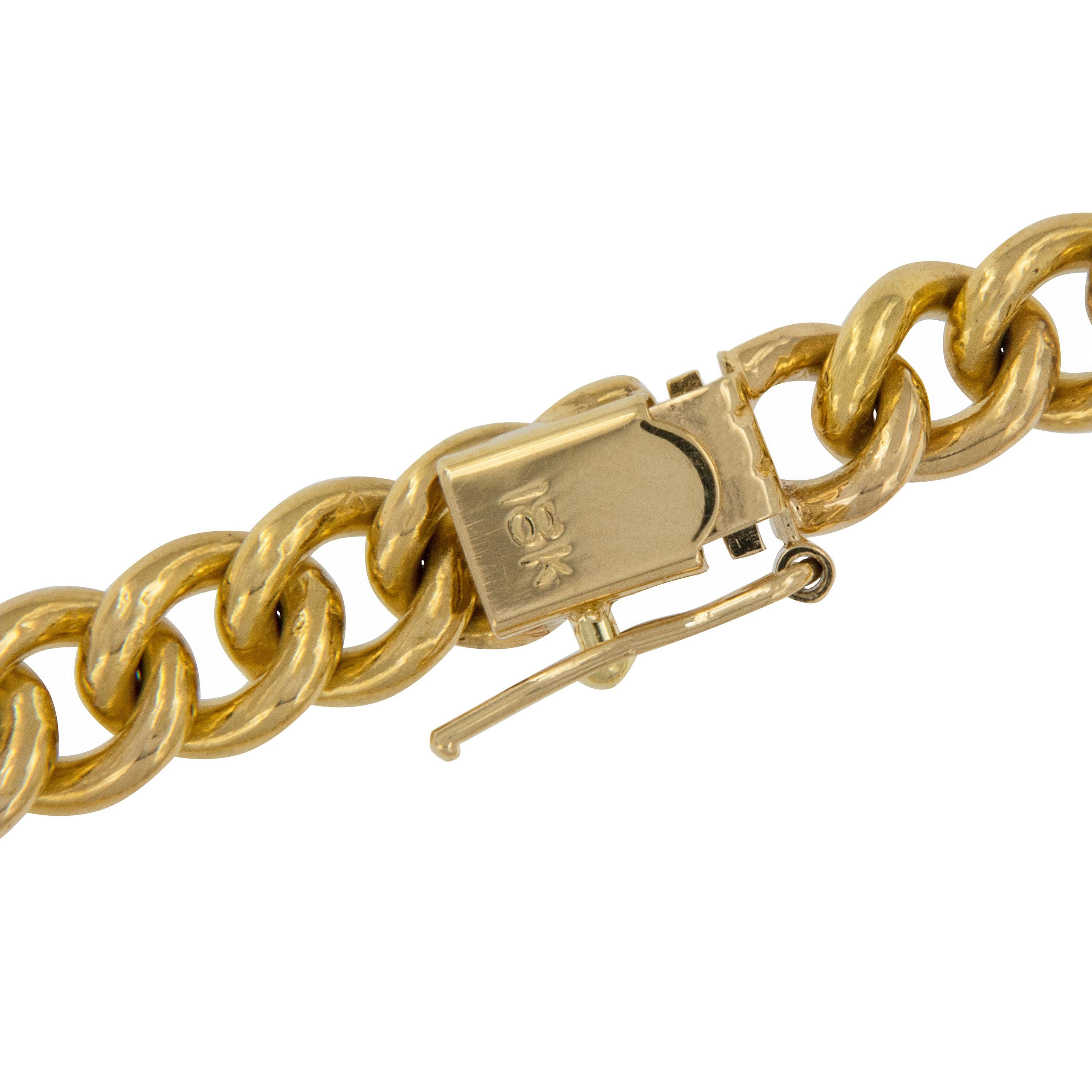 Contemporain Bracelet à maillons cubains fait main en or jaune 18 carats en vente