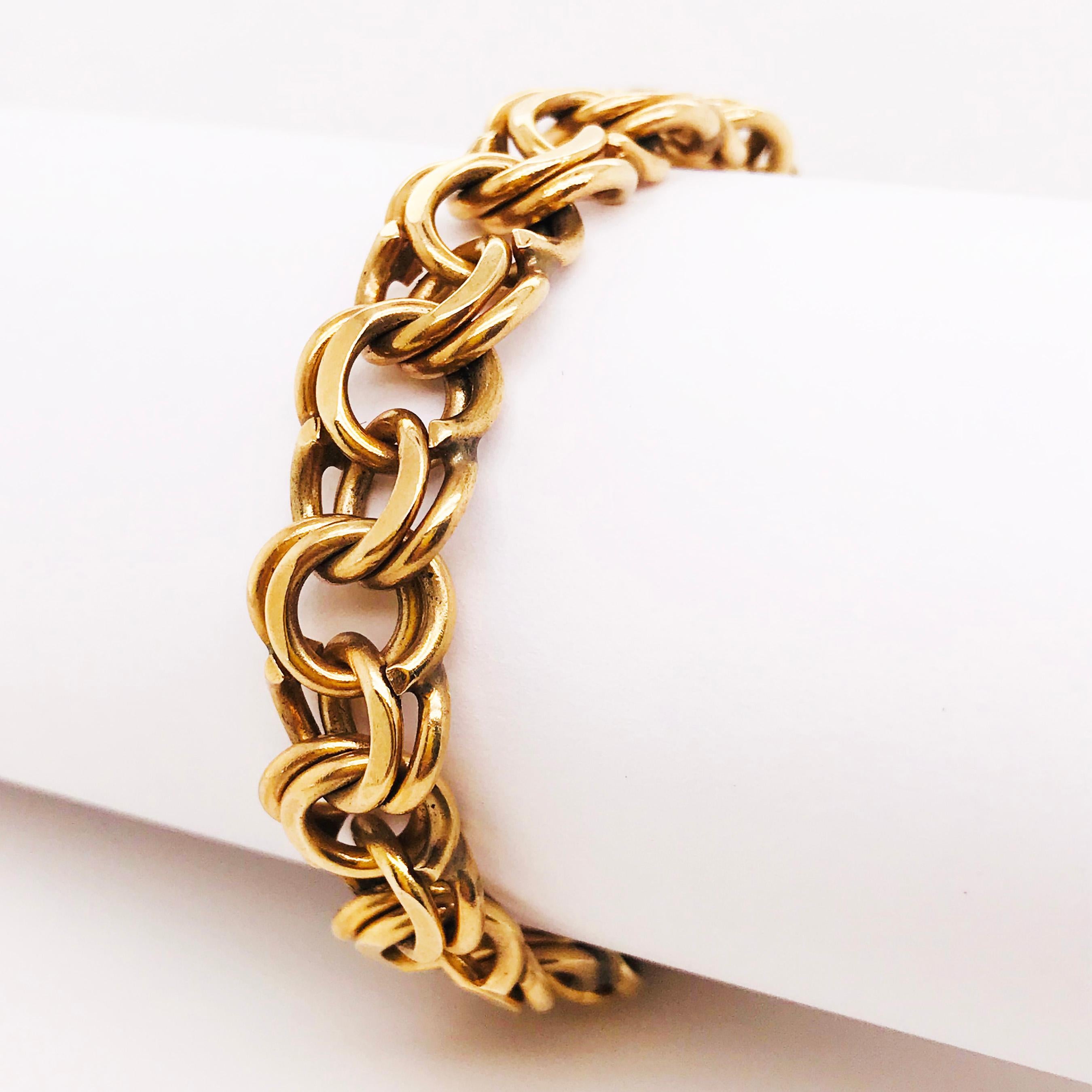 18 Karat Gelbgold Handgefertigtes Double Link Estate Armband:: Bettelarmband im Zustand ��„Hervorragend“ in Austin, TX