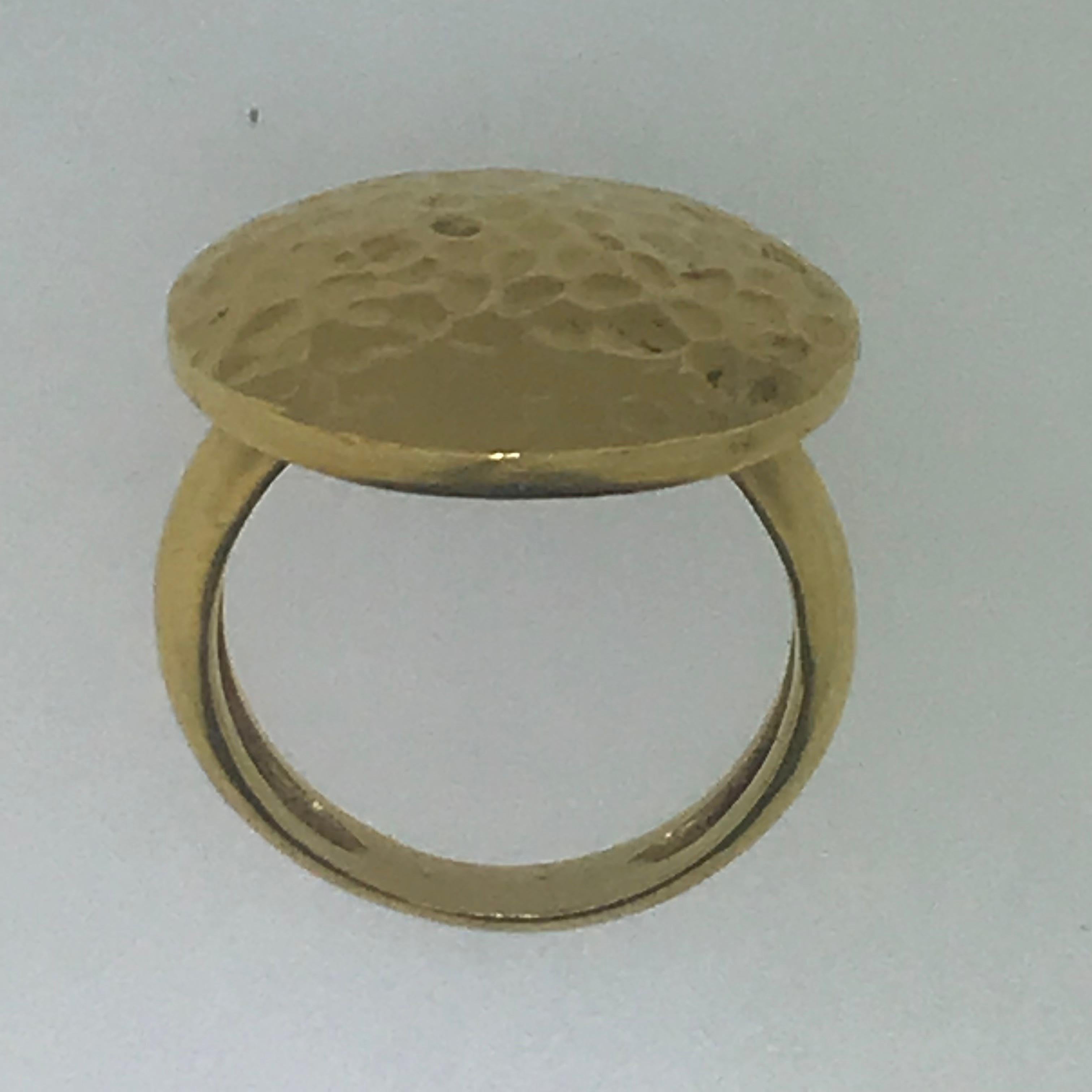 22 Karat Yellow Gold Handmade Hammered Fashion Ring/ Cocktail Ring in Stock 1