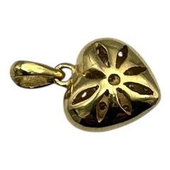 Colgante Gota Estilo Puff, Diamante Corazón, Oro Amarillo 18 Kilates