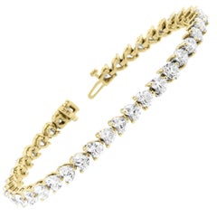 18 Karat Yellow Gold Heart Diamond Tennis Bracelet '12 1/2 Carat'