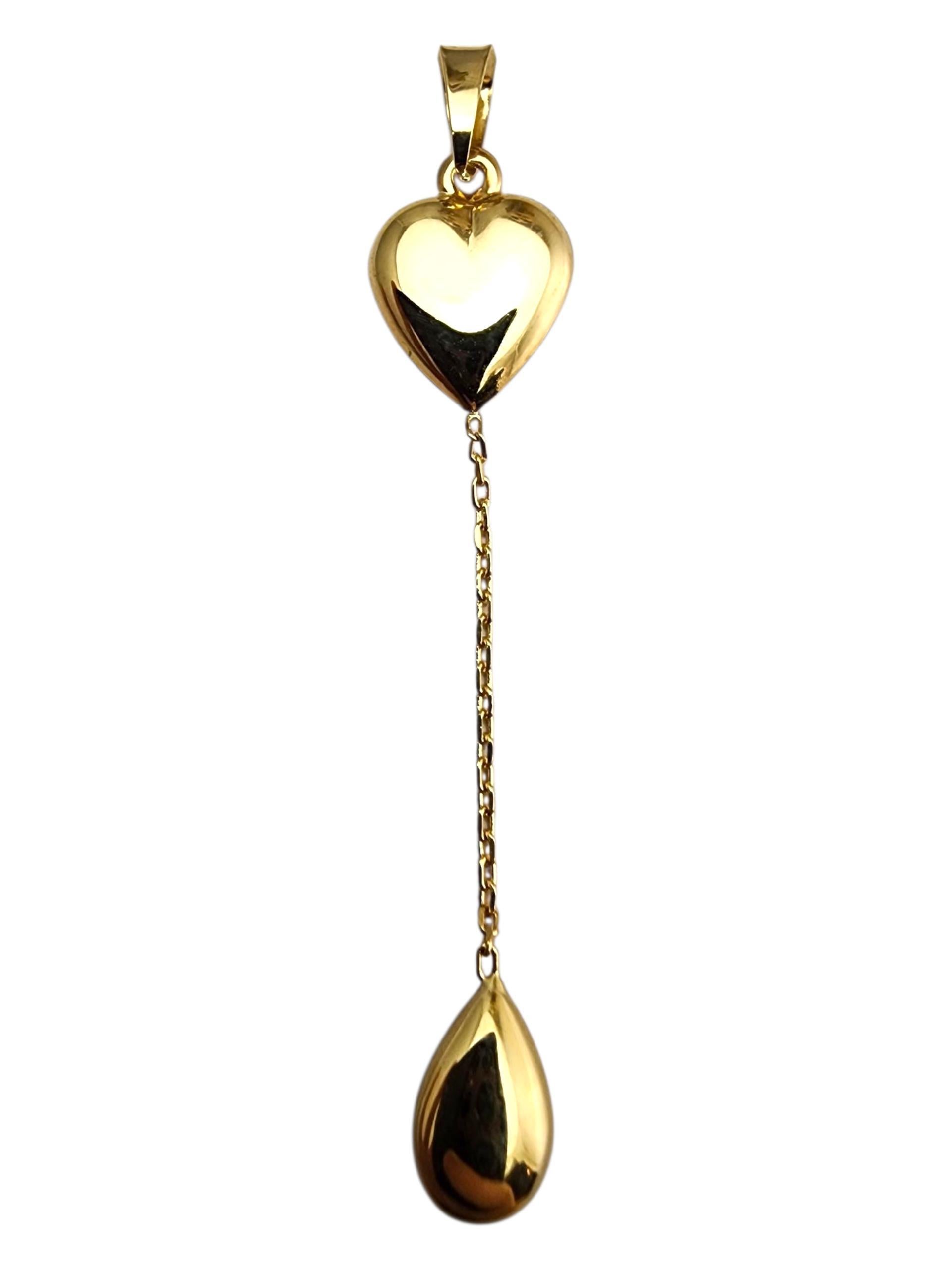 Pendentif en or jaune 18 carats en forme de coeur #23673 en vente