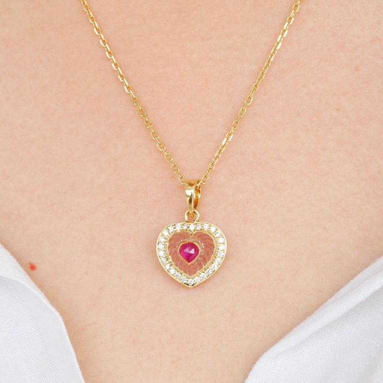 Gold Heart Rose Quartz Necklace