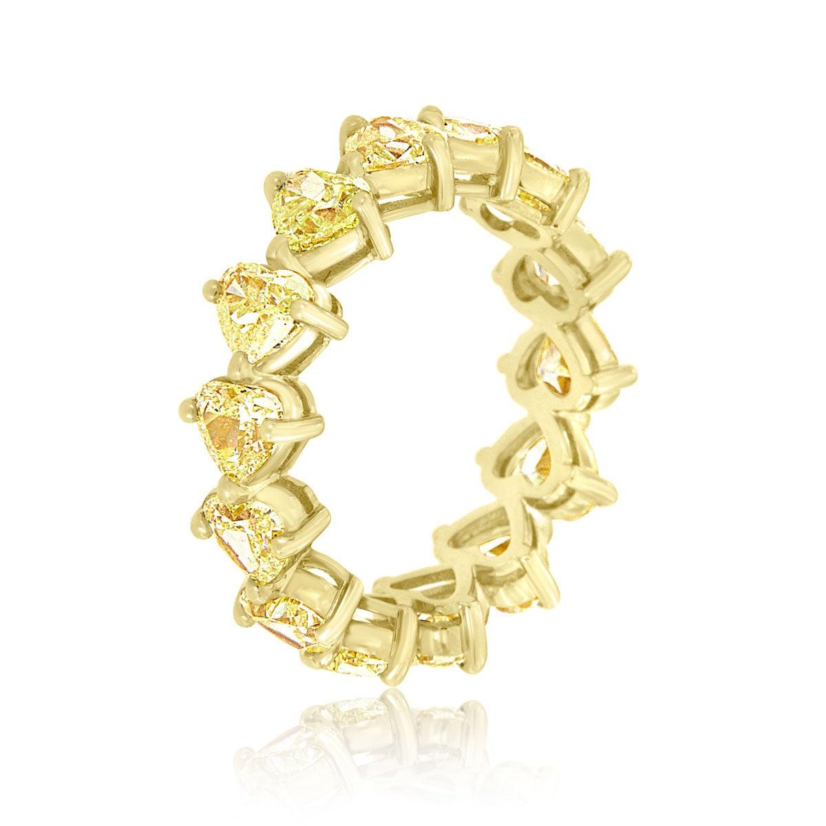 For Sale:  18 Karat Yellow Gold Heart Yellow Diamonds Eternity Ring '4 1/2 Carat' 2