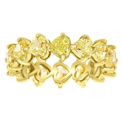 18 Karat Yellow Gold Heart Yellow Diamonds Eternity Ring '4 1/2 Carat'