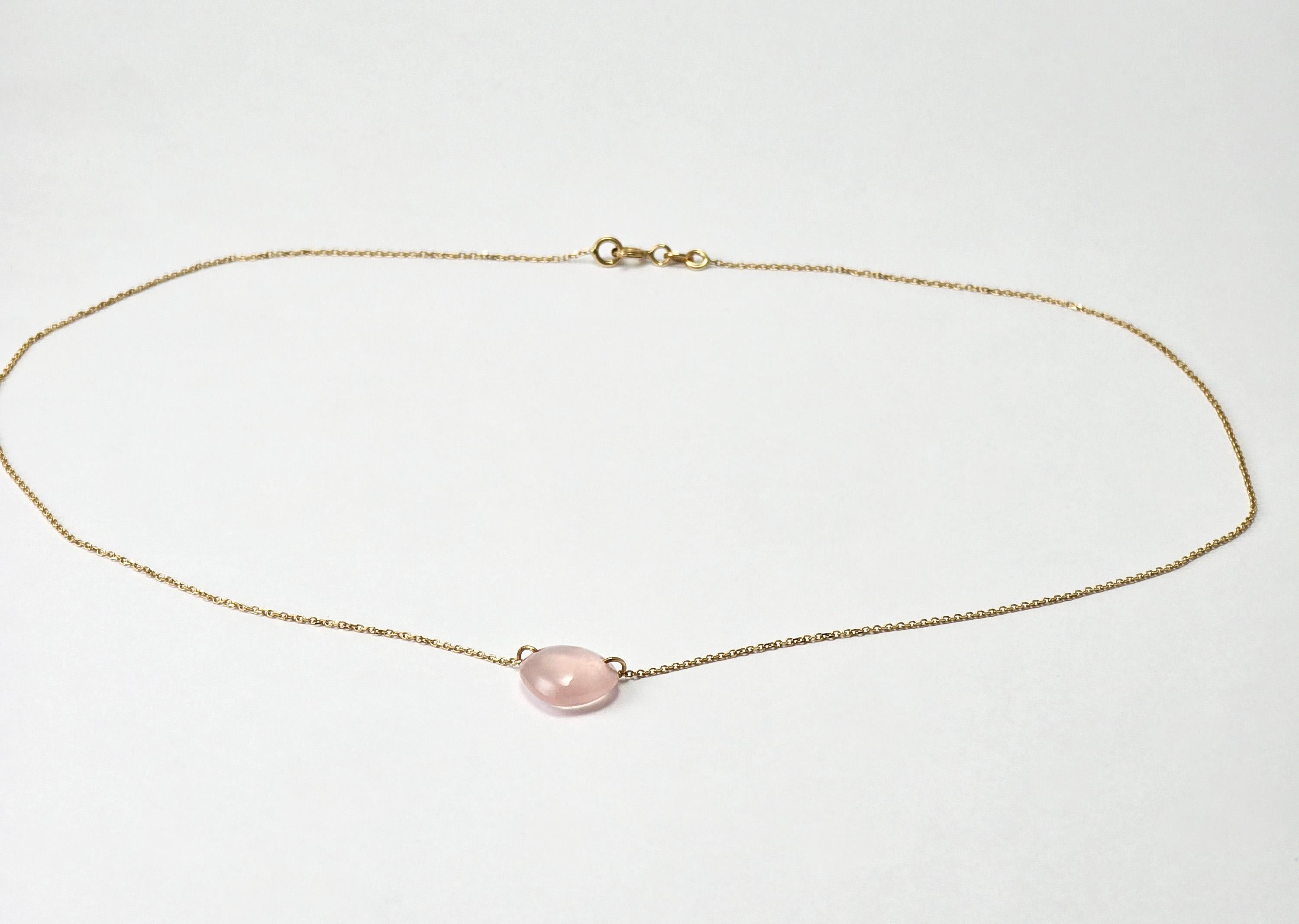 Collana di quarzo rosa a forma di cuore in oro giallo 18 carati In condizioni Nuovo in vendita a София, BG