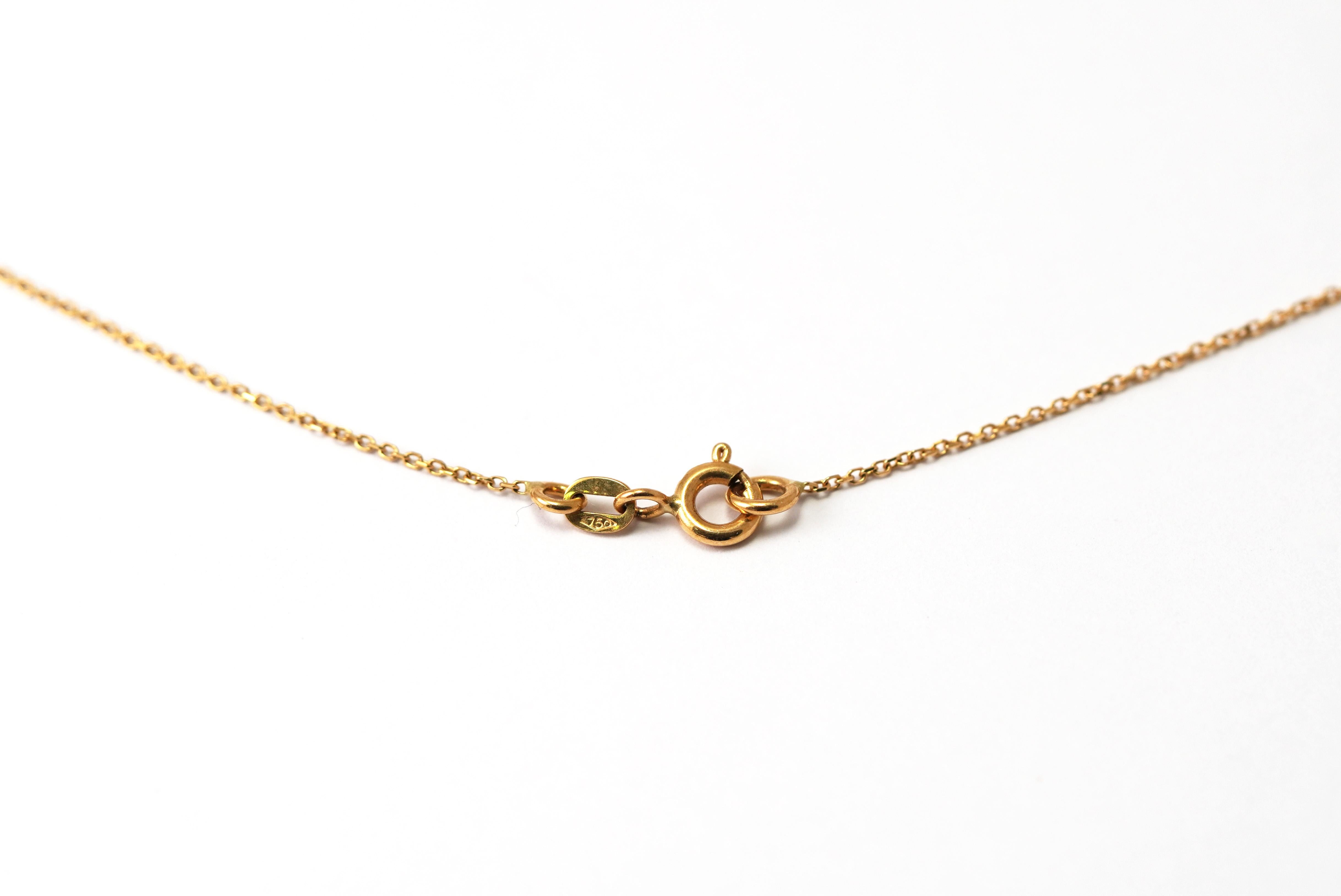 Donna Collana di quarzo rosa a forma di cuore in oro giallo 18 carati in vendita