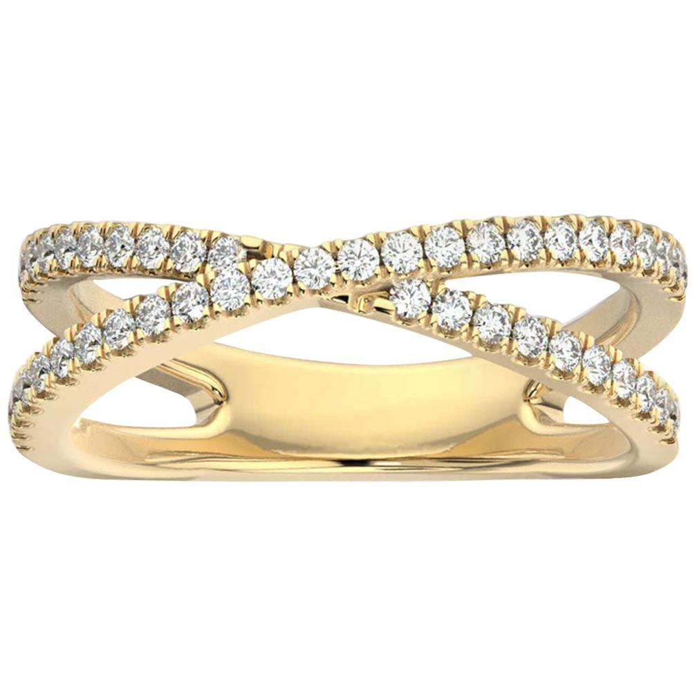 18 Karat Yellow Gold Heather 2 Rows Interweave Diamond Ring '1/3 Carat' For Sale