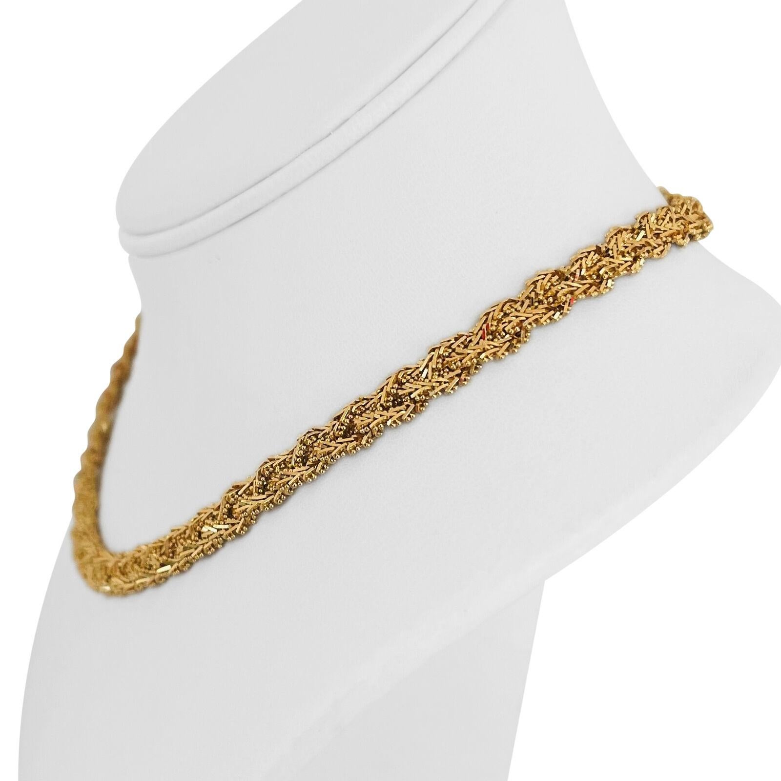 18k Gelbgold 46,2g schwere 7mm geflochtene Perlen Spiegel Bar Link Halskette 16,5