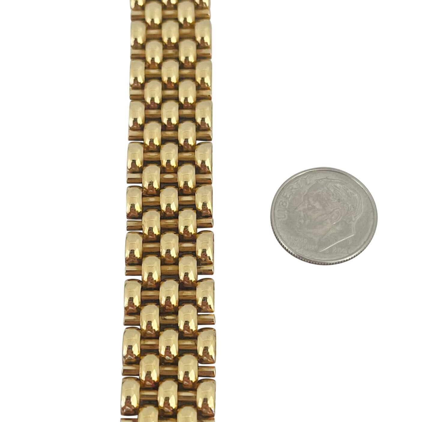 18 Karat Gelbgold Schweres Damen Mesh Ausgefallenes Gliederarmband Italien 1