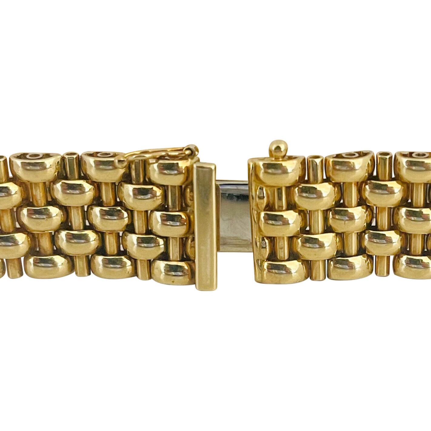 18 Karat Gelbgold Schweres Damen Mesh Ausgefallenes Gliederarmband Italien 2