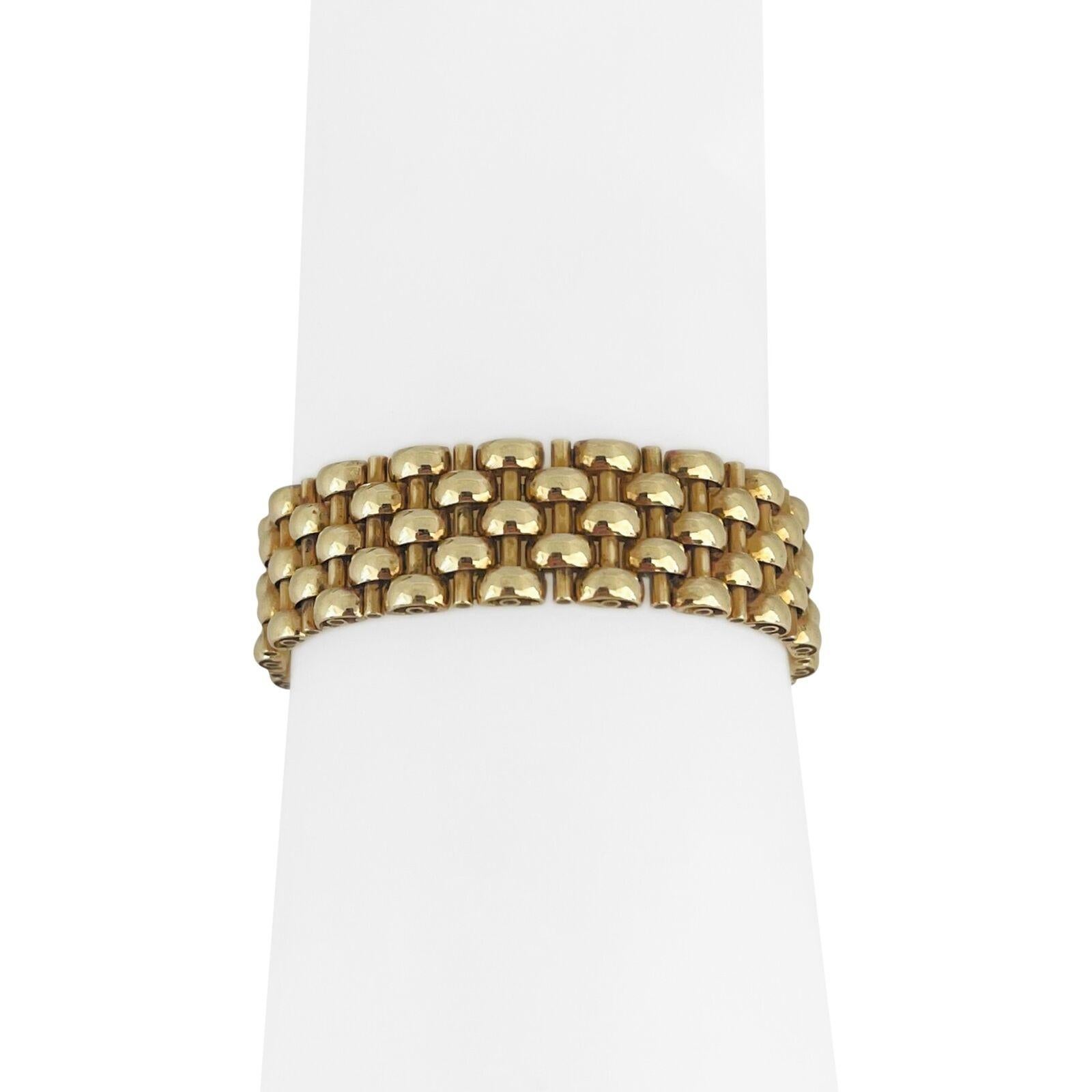 18 Karat Gelbgold Schweres Damen Mesh Ausgefallenes Gliederarmband Italien 5