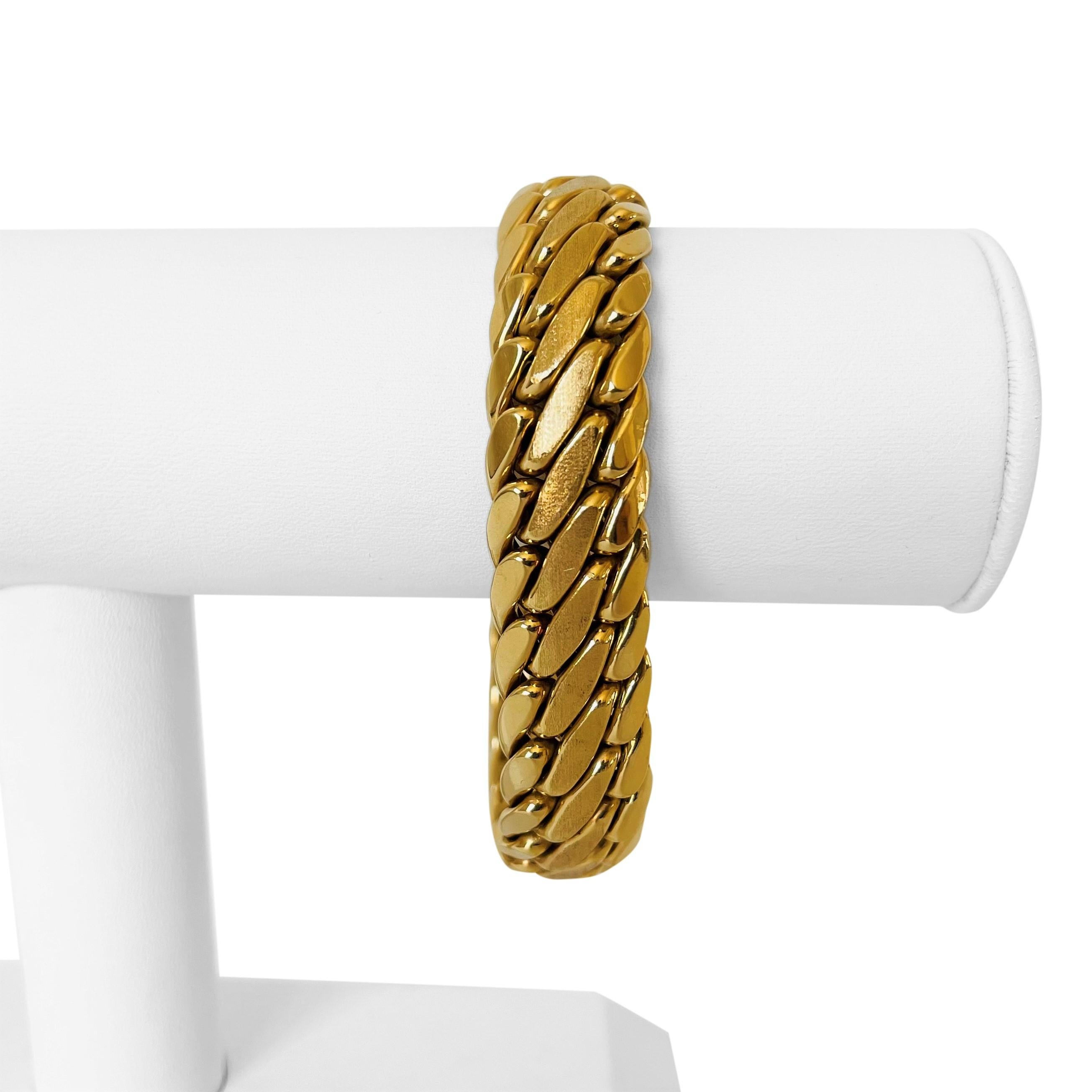 18k Gelbgold 42g Heavy Sadusa 15mm Fancy Curb Link Armband Italien 8