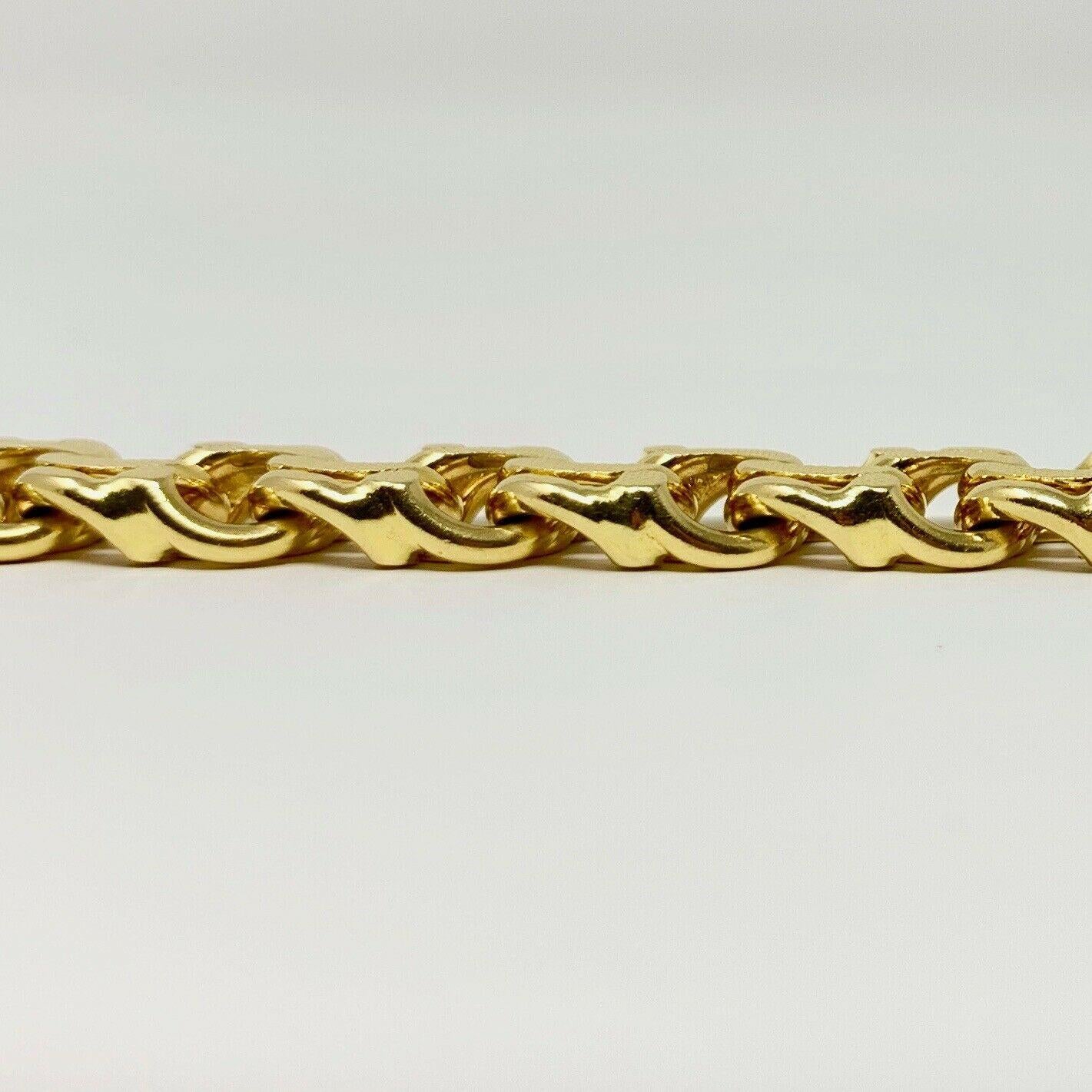 Women's 18 Karat Yellow Gold Heavy Textured Double Circle Link Charm Bracelet