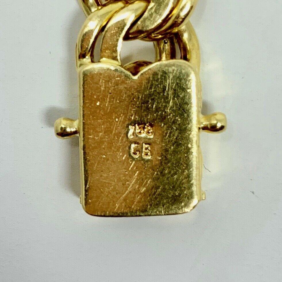18 Karat Yellow Gold Heavy Textured Double Circle Link Charm Bracelet 2
