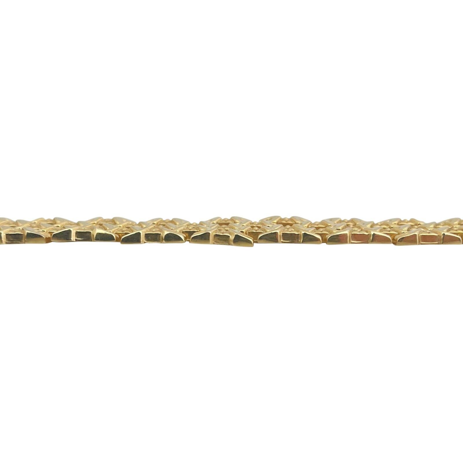 18 Karat Gelbgold Schweres Vintage Breites Fancy Gliederarmband Italien im Zustand „Gut“ in Guilford, CT