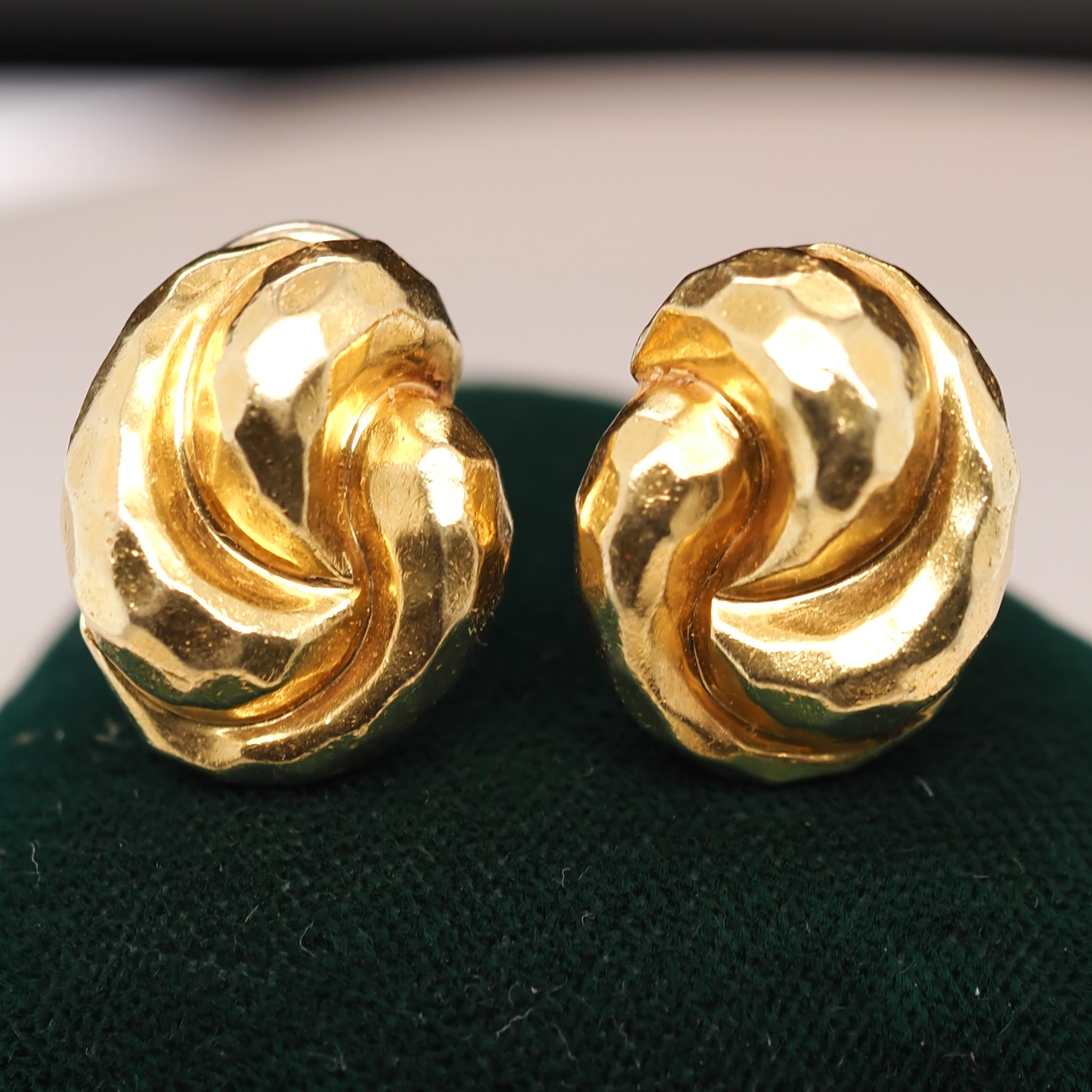 18 Karat Yellow Gold Henry Dunay Knot Earrings For Sale 3