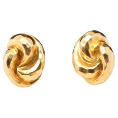 18 Karat Yellow Gold Henry Dunay Knot Earrings