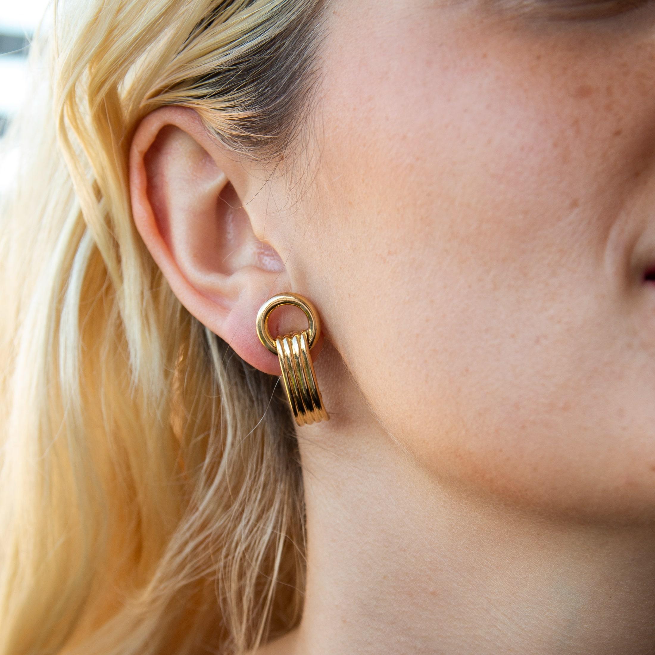 Women's 18 Karat Yellow Gold Hermes Ear Clips For Sale