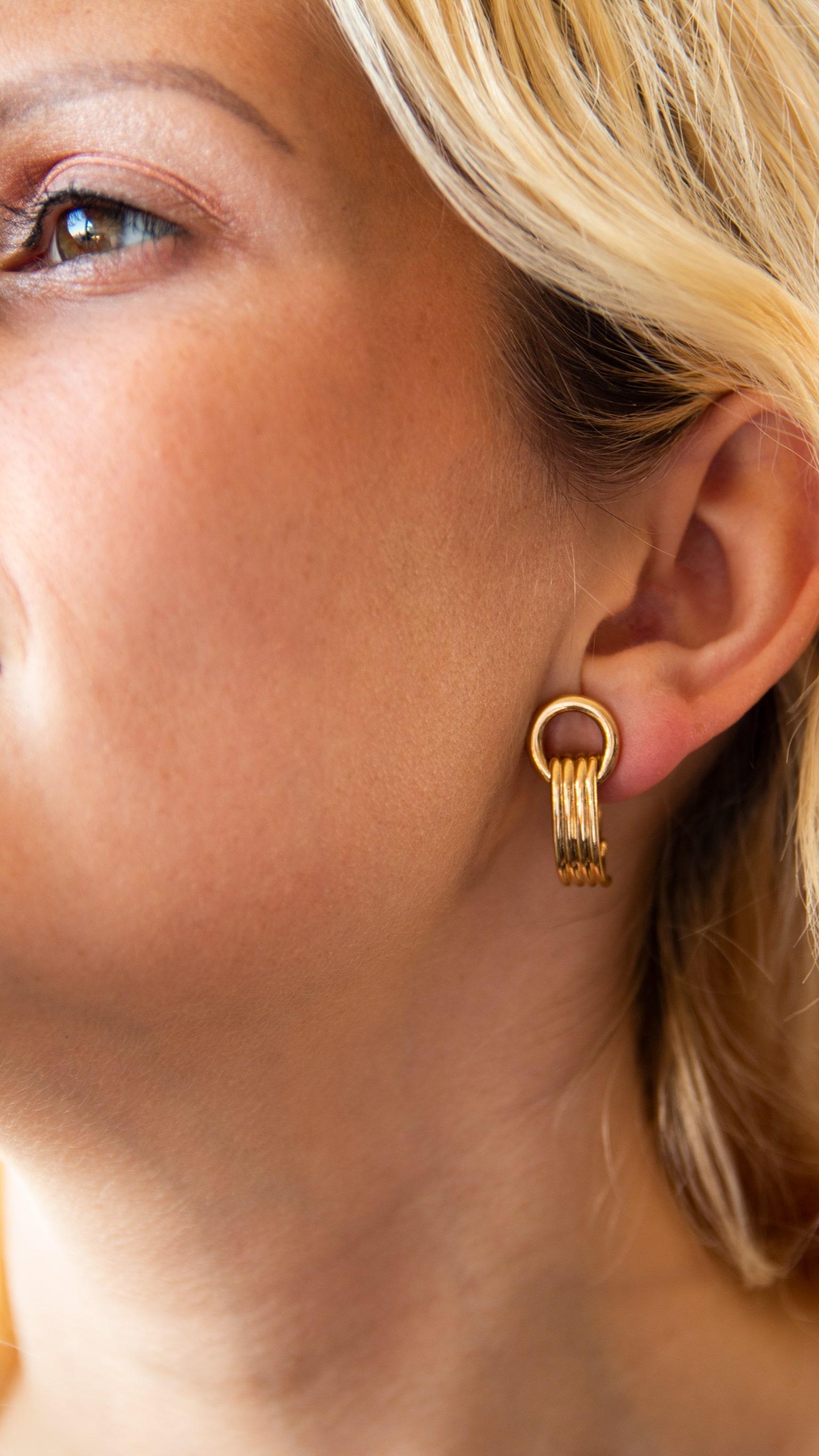 18 Karat Yellow Gold Hermes Ear Clips For Sale 2