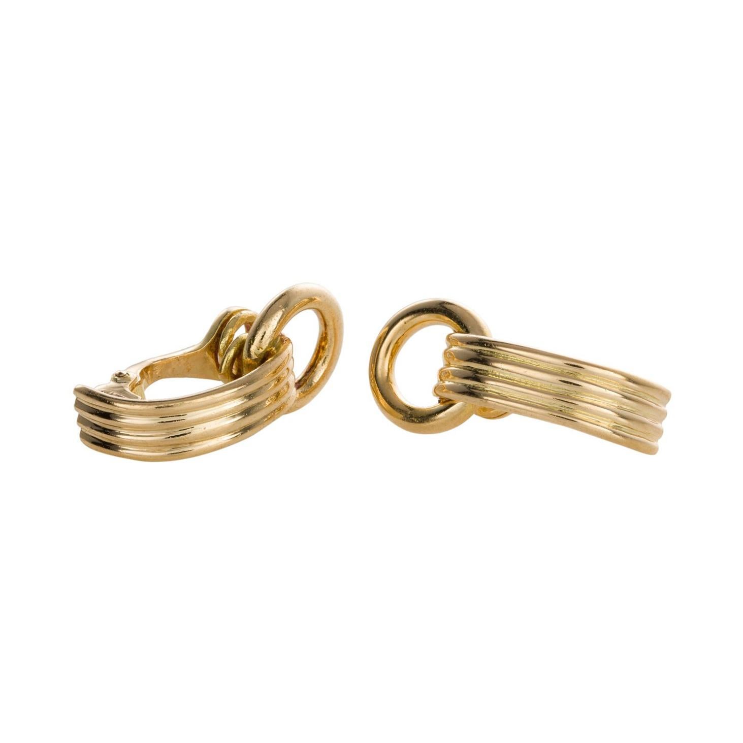 18 Karat Yellow Gold Hermes Ear Clips For Sale