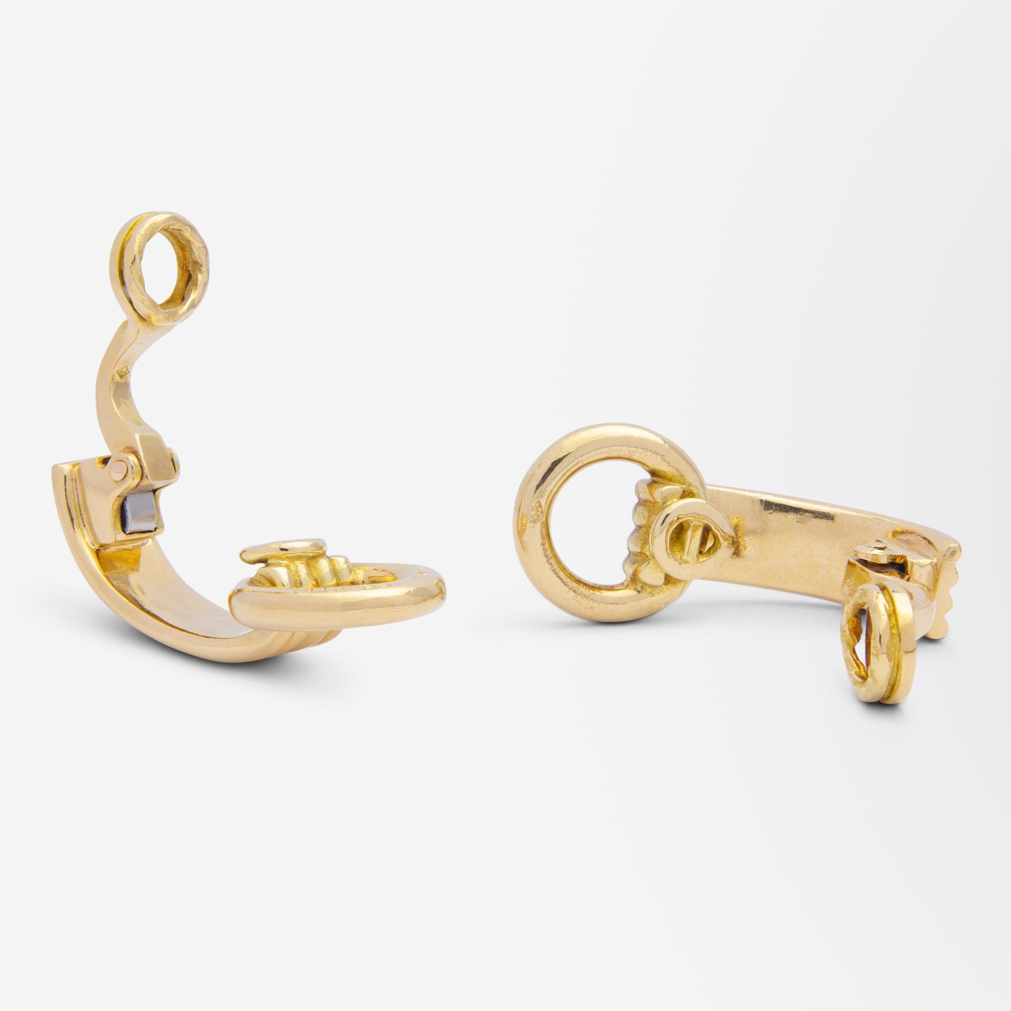 Rétro Clips d'oreilles Hermès Paris en or jaune 18 carats en vente