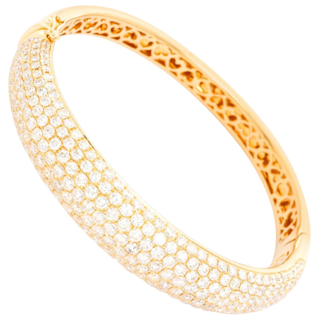 18 Karat Yellow Gold Hinged Diamond Bracelet