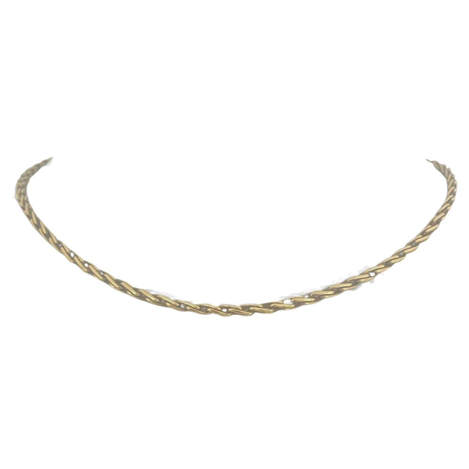 18 Karat Yellow Gold Hollow Ladies Twisted Link Necklace, Italy For Sale