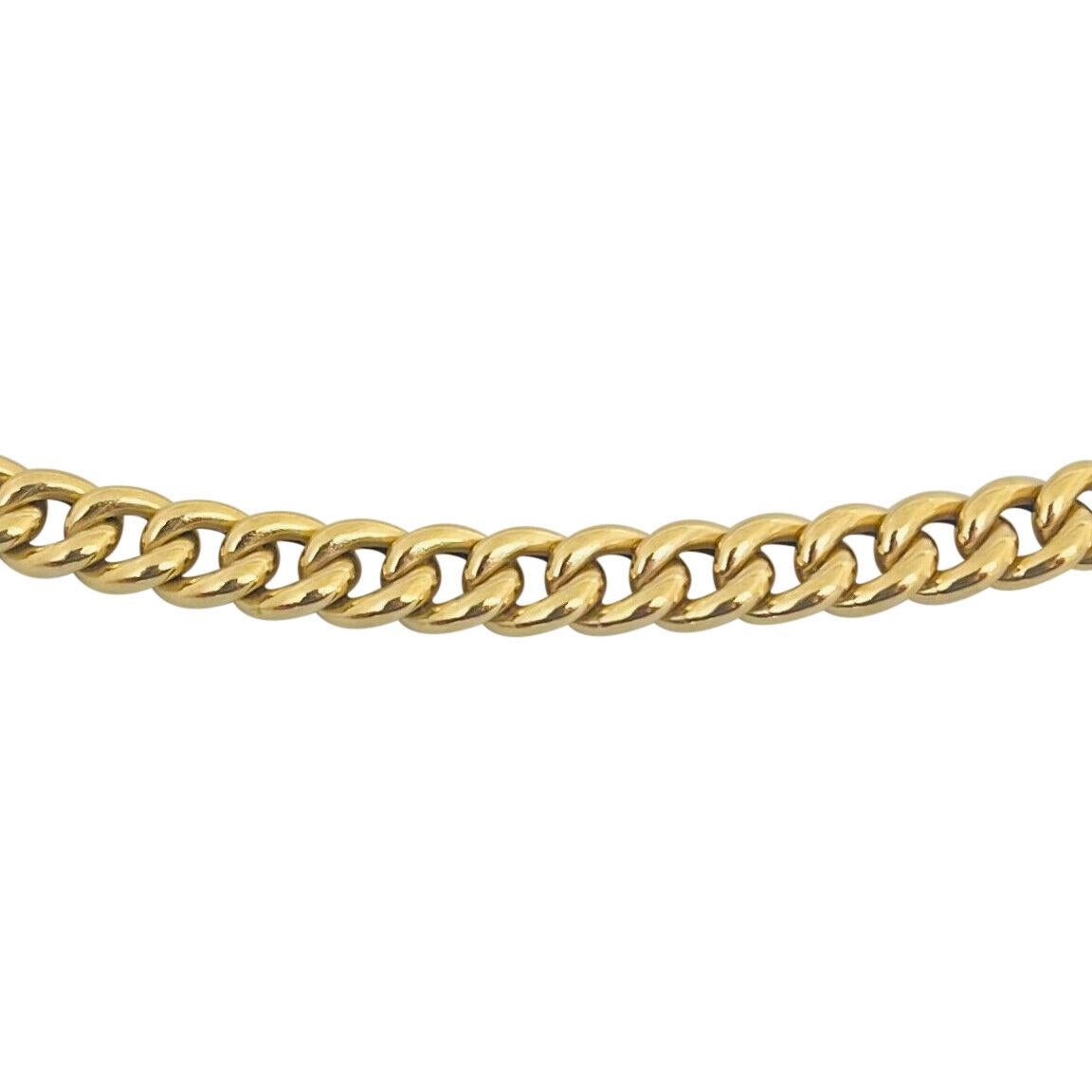 18 Karat Yellow Gold Hollow Light Curb Link Chain Necklace In Good Condition In Guilford, CT