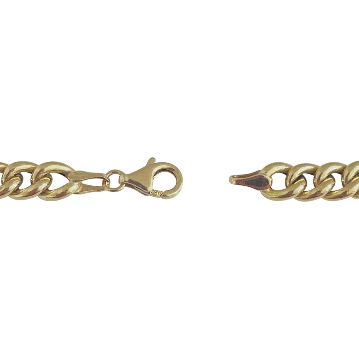 18 Karat Yellow Gold Hollow Light Curb Link Chain Necklace 2