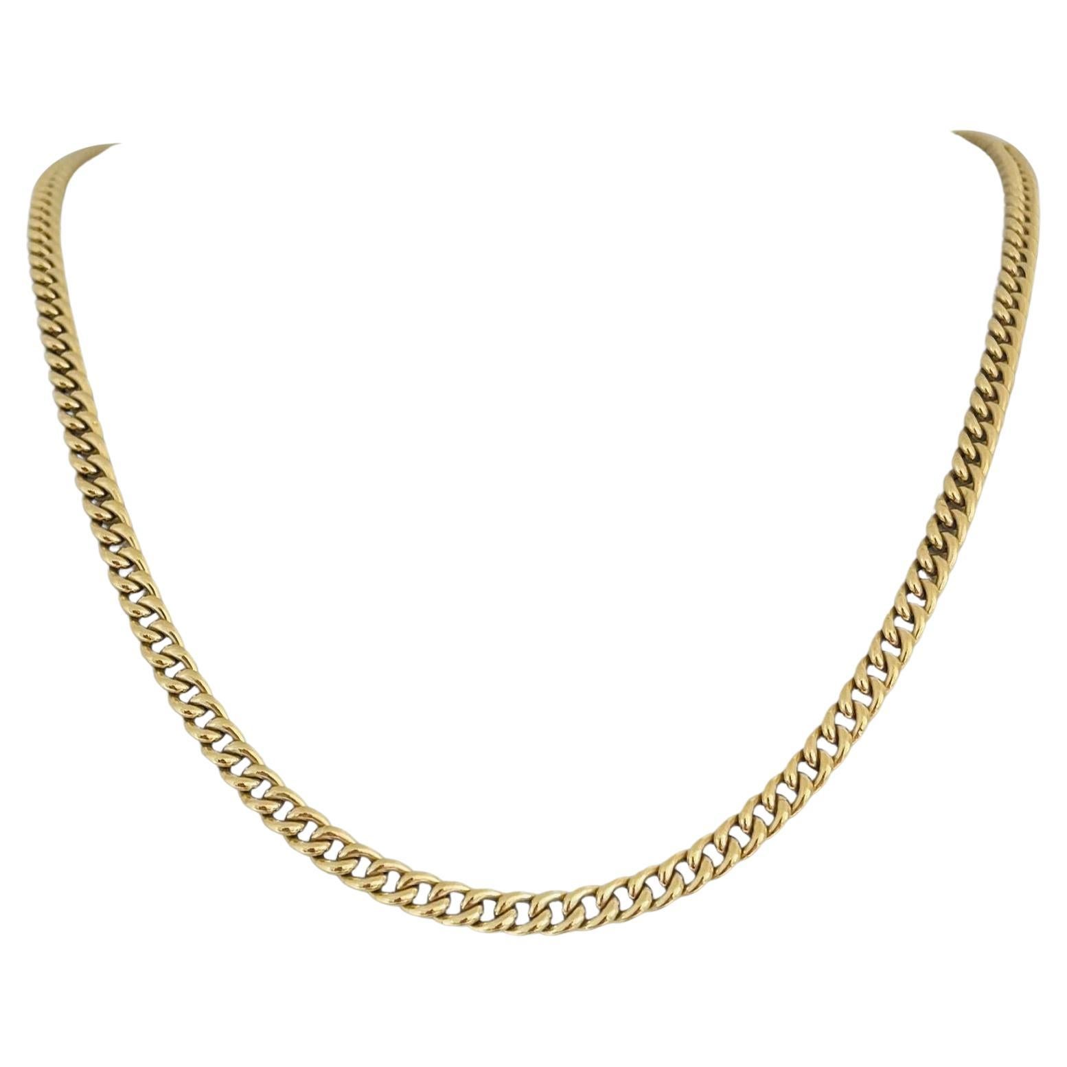 18 Karat Yellow Gold Hollow Light Curb Link Chain Necklace