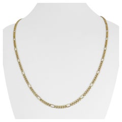 18 Karat Yellow Gold Hollow Light Figaro Link Chain Necklace