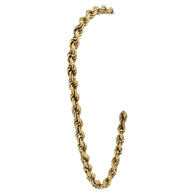 18 Karat Yellow Gold Hollow Light Rope Chain Bracelet, Italy For Sale ...