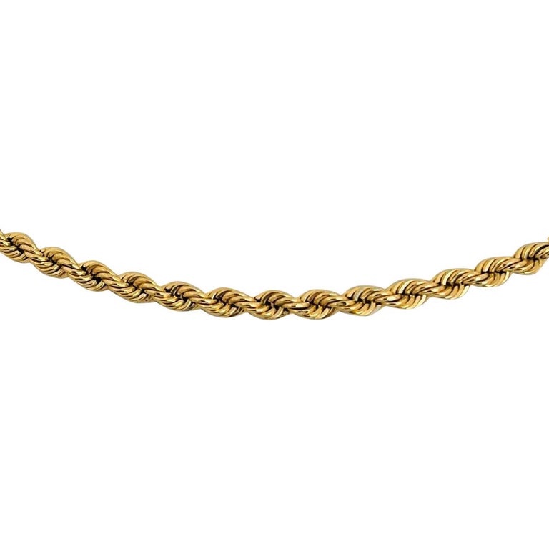 18 Karat Yellow Gold Hollow Light UnoAErre Rope Chain Necklace, Italy ...