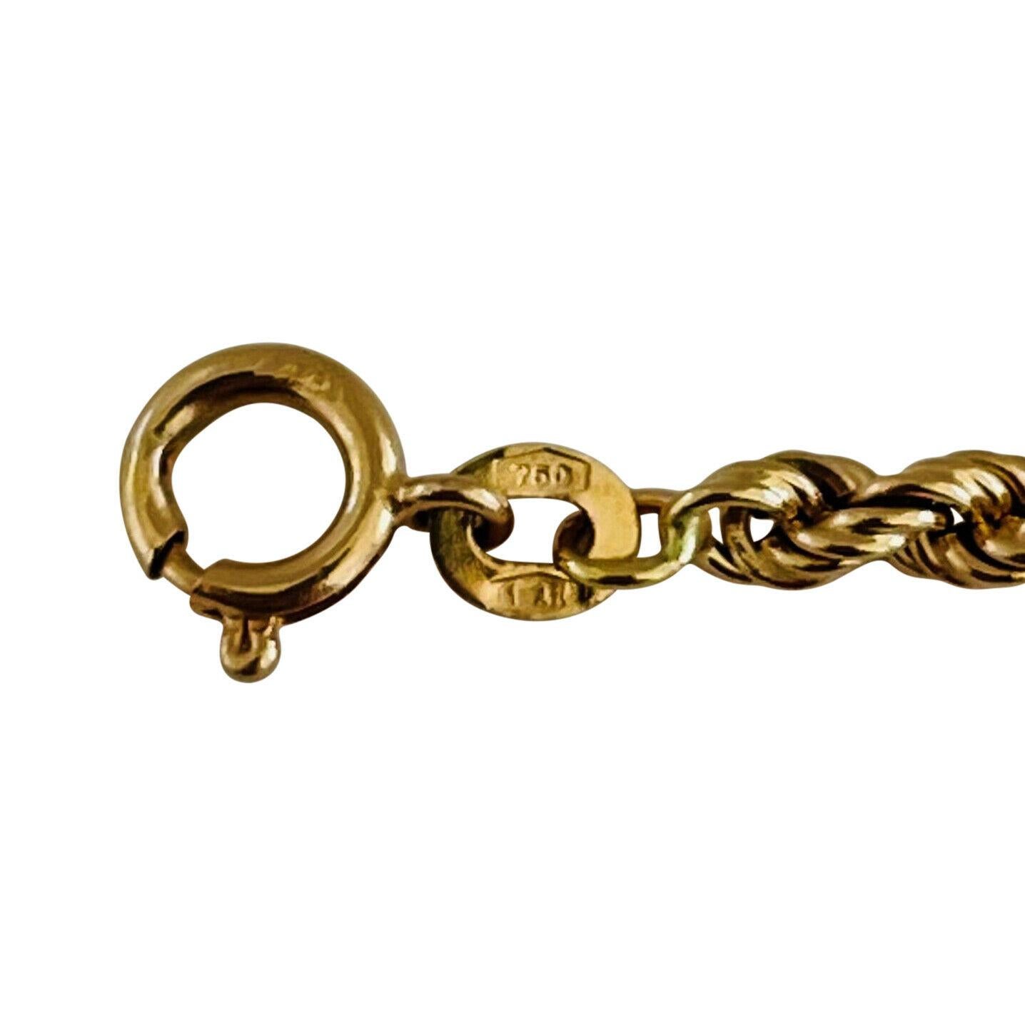 Women's or Men's 18 Karat Yellow Gold Hollow Light UnoAErre Rope Chain Necklace Italy 