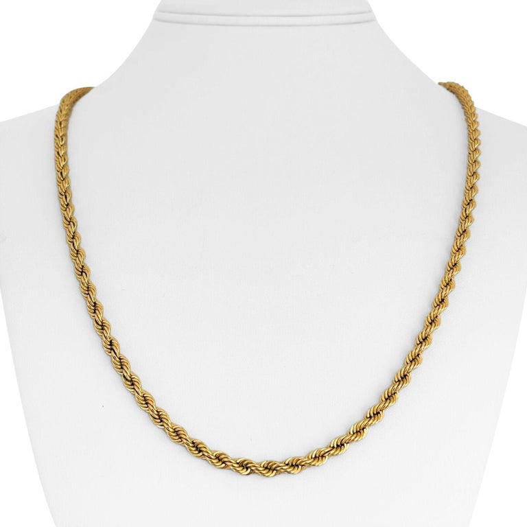 18 Karat Yellow Gold Hollow Light UnoAErre Rope Chain Necklace, Italy ...