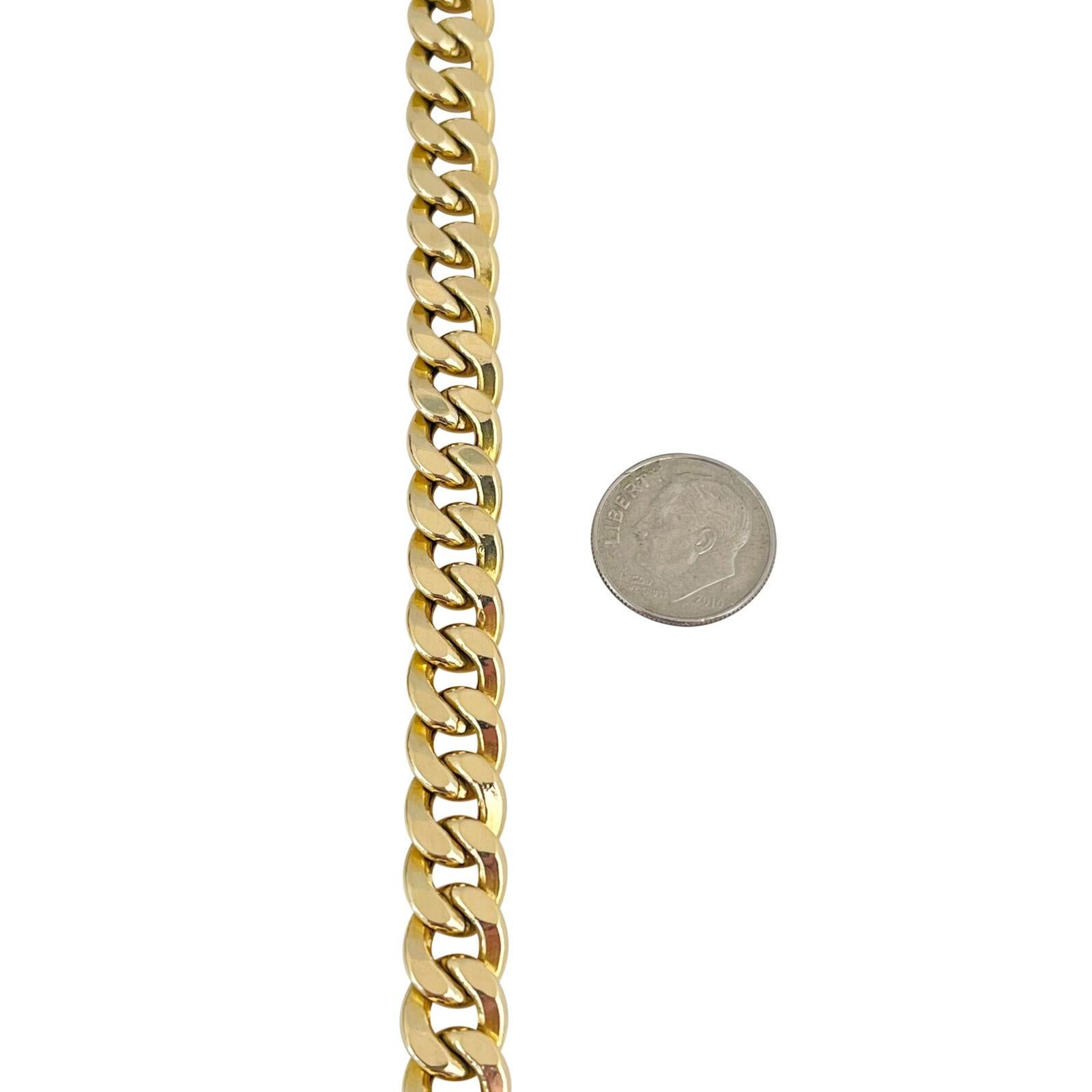18 Karat Yellow Gold Hollow Men's Curb Link Bracelet Italy  For Sale 1