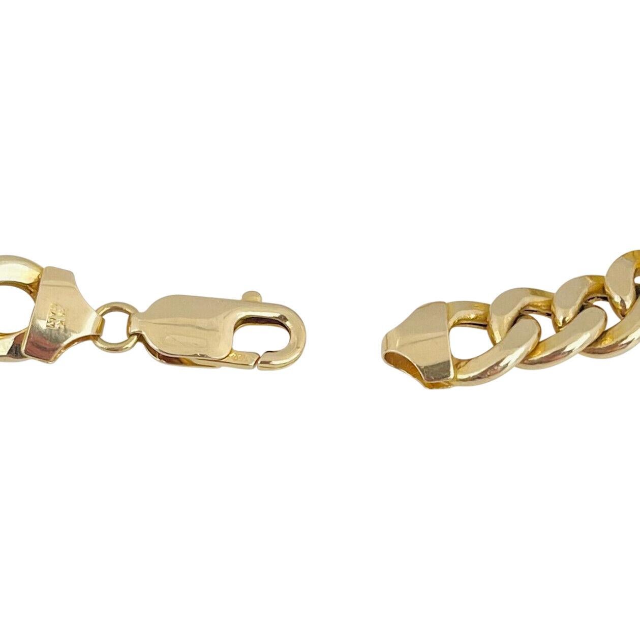 18 Karat Yellow Gold Hollow Men's Curb Link Bracelet Italy  For Sale 2