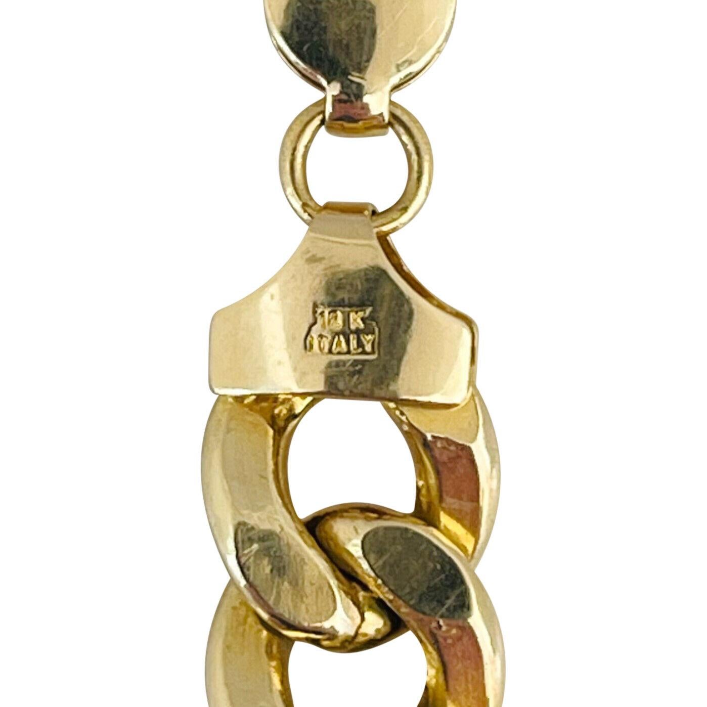 18 Karat Yellow Gold Hollow Men's Curb Link Bracelet Italy  For Sale 3