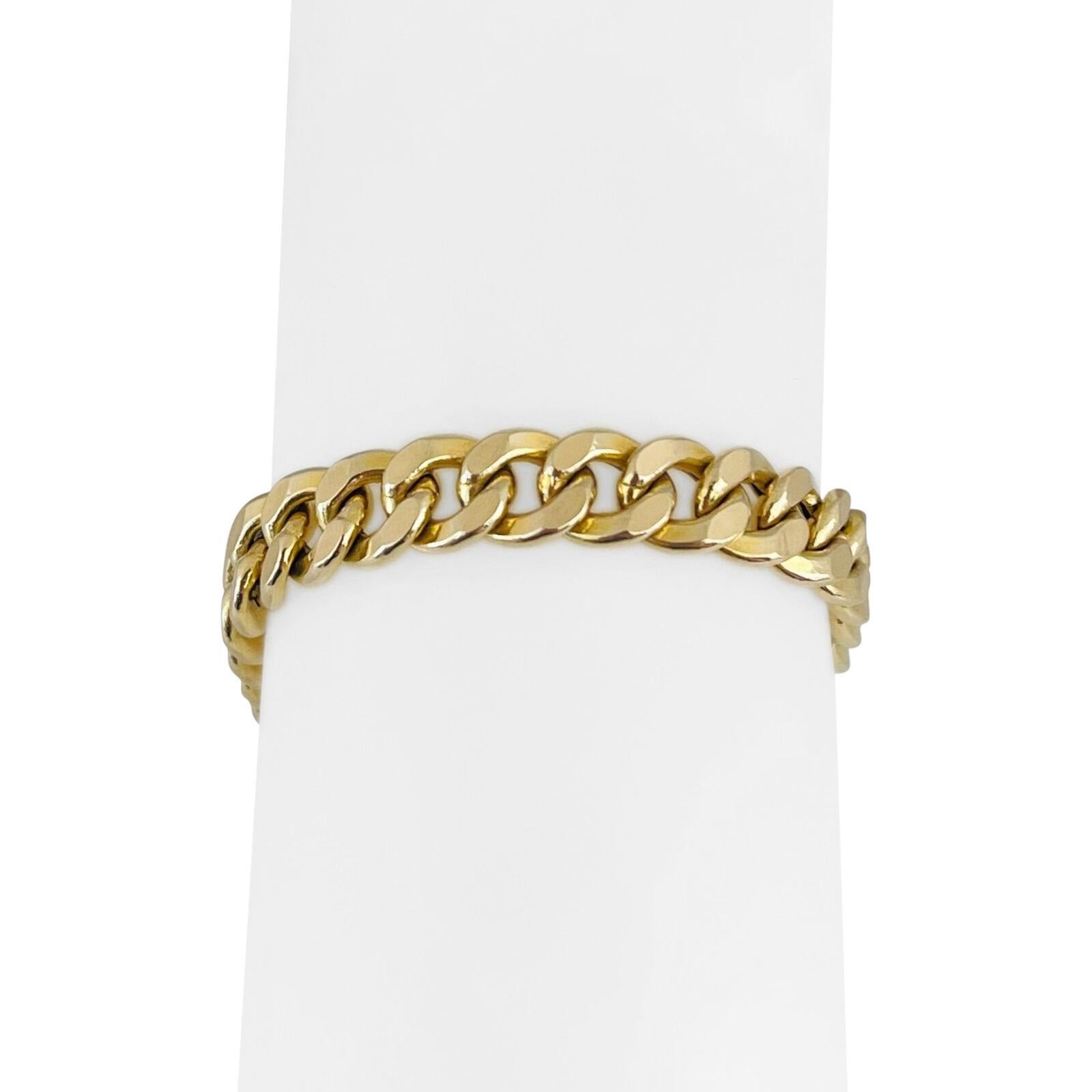 18 Karat Yellow Gold Hollow Men's Curb Link Bracelet Italy  For Sale 4