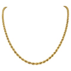 18 Karat Yellow Gold Hollow Rope Chain Necklace Italy