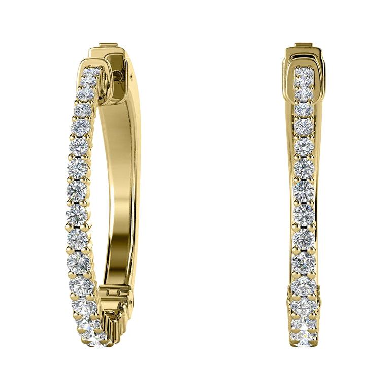 18 Karat Yellow Gold Hoop Diamond Earrings '1 Carat'