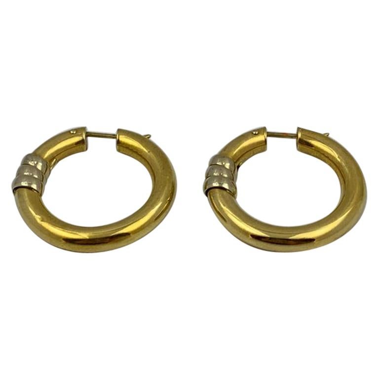 18 Karat Yellow Gold Hoop Earrings, 8.6 Grams For Sale