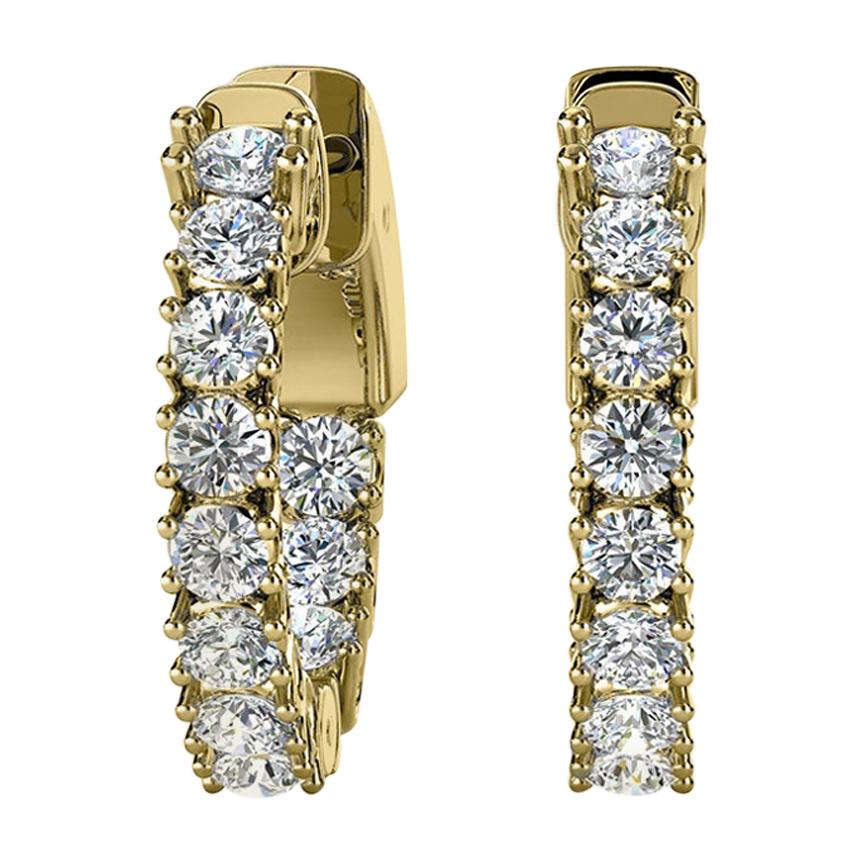 18 Karat Yellow Gold Hoop Insideout Diamond Earings '1 Carat' For Sale