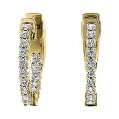 18 Karat Yellow Gold Hoop Insideout Diamond Earrings '1/2 Carat'